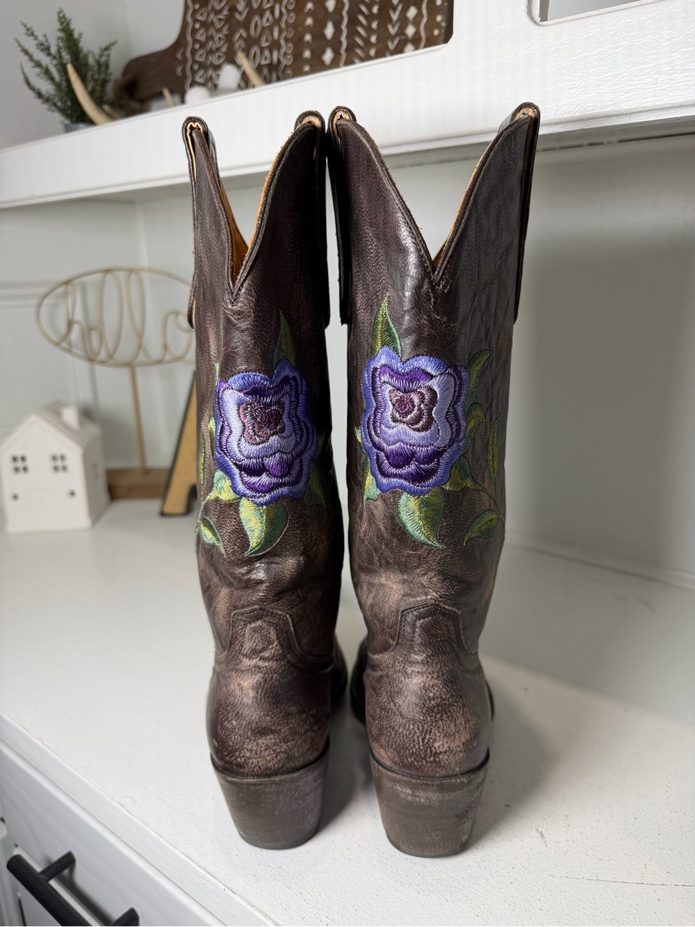 Old Gringo Womens 8B Brown Leather Floral Embroidered Cowboy Boots Western - Picture 6 of 9